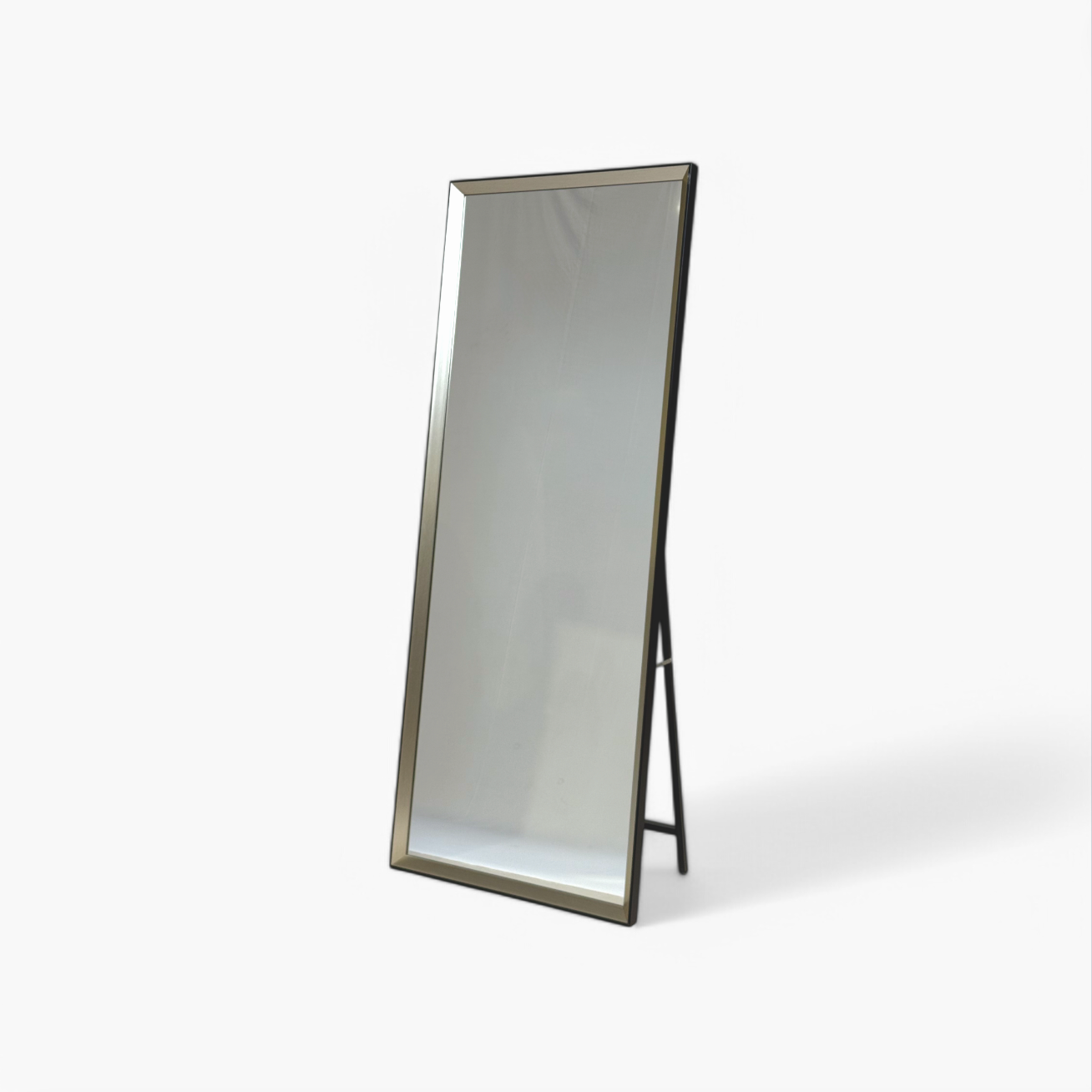Furnology full length standing mirror with sleek black frame and stable support stand