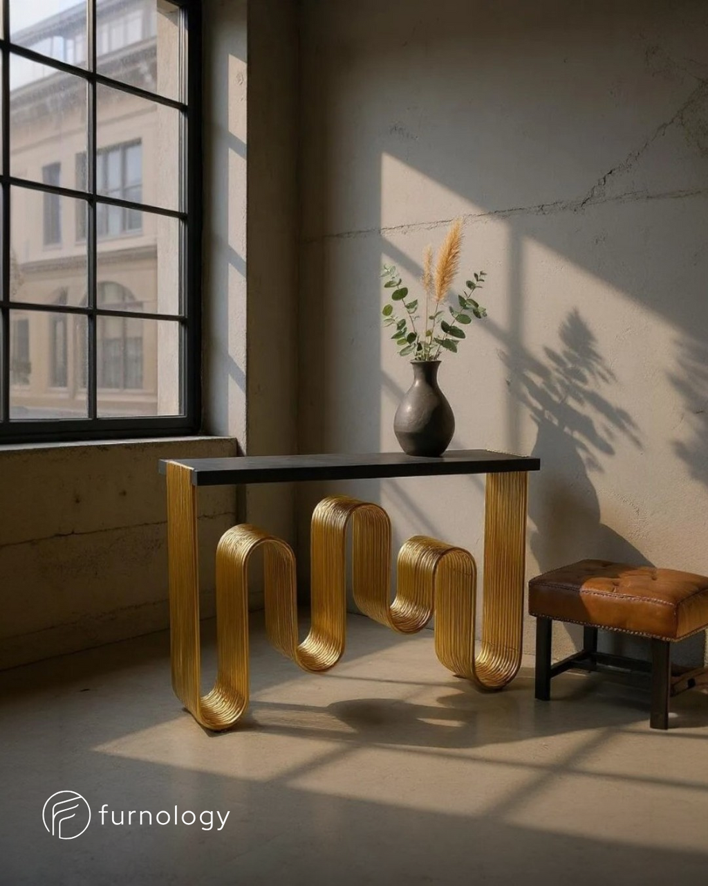 Golden Halo Console Table