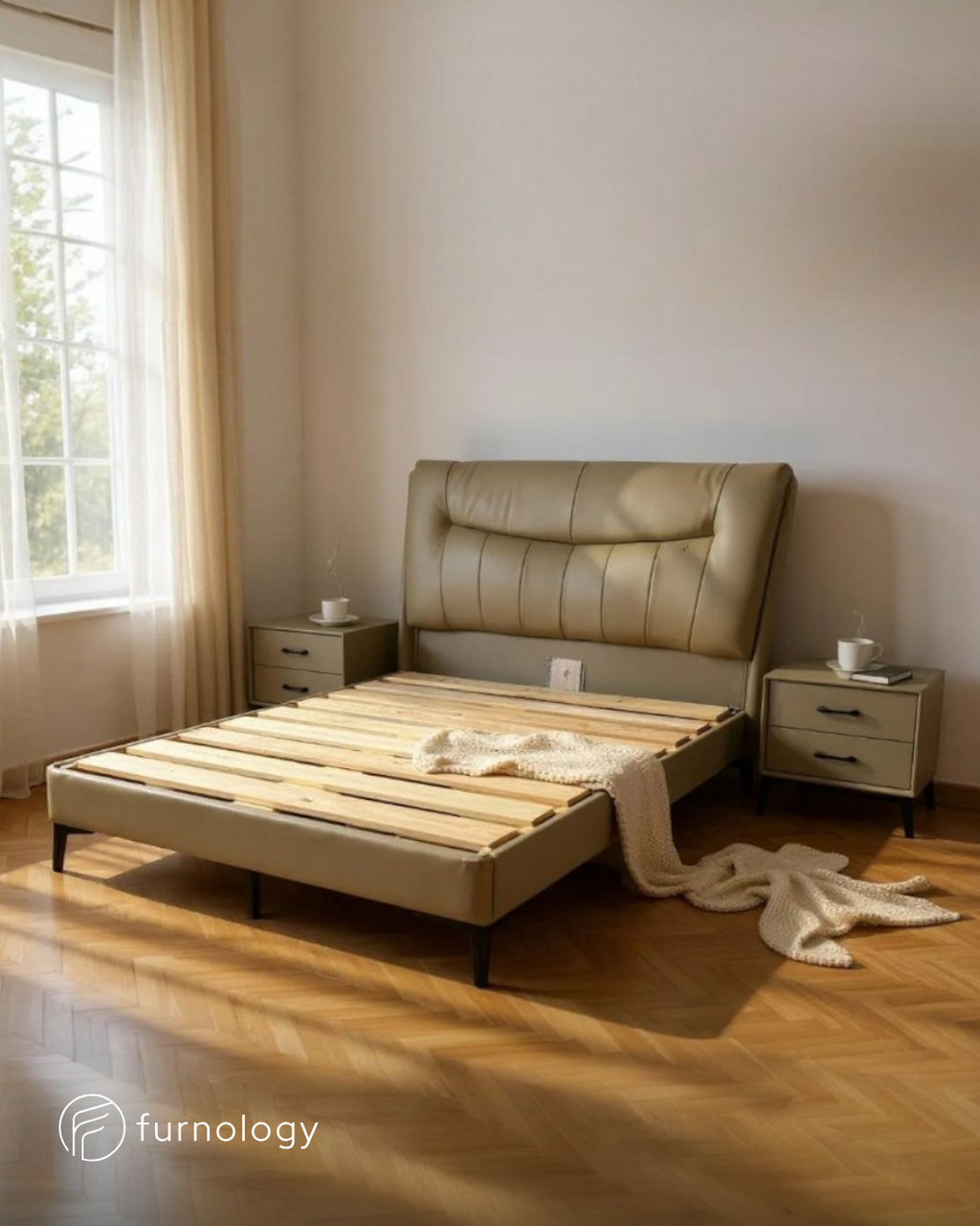 Zephyr Loom Queen Size Bed with 2 Side Tables
