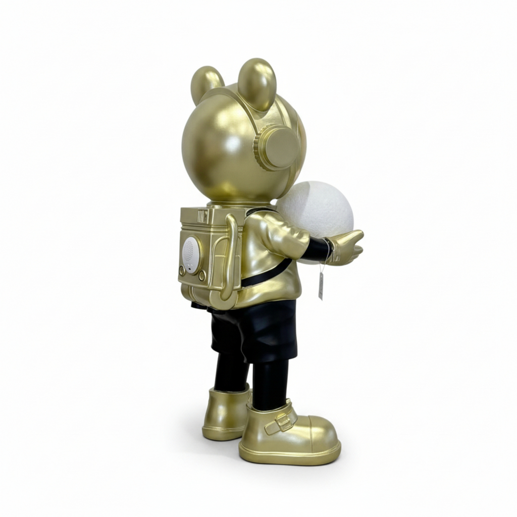 Astronaut Moon Sculpture with Lamp and Bluetooth Speaker