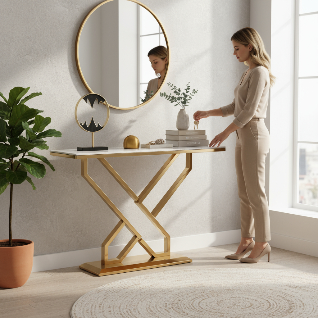 The Crosshatch Console Table