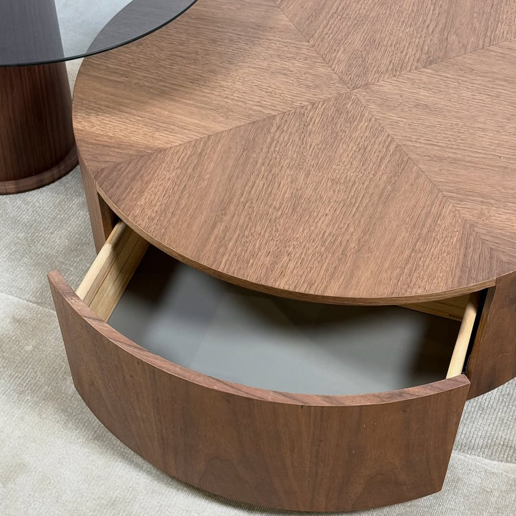 Oak and Glass Nested Coffee Table