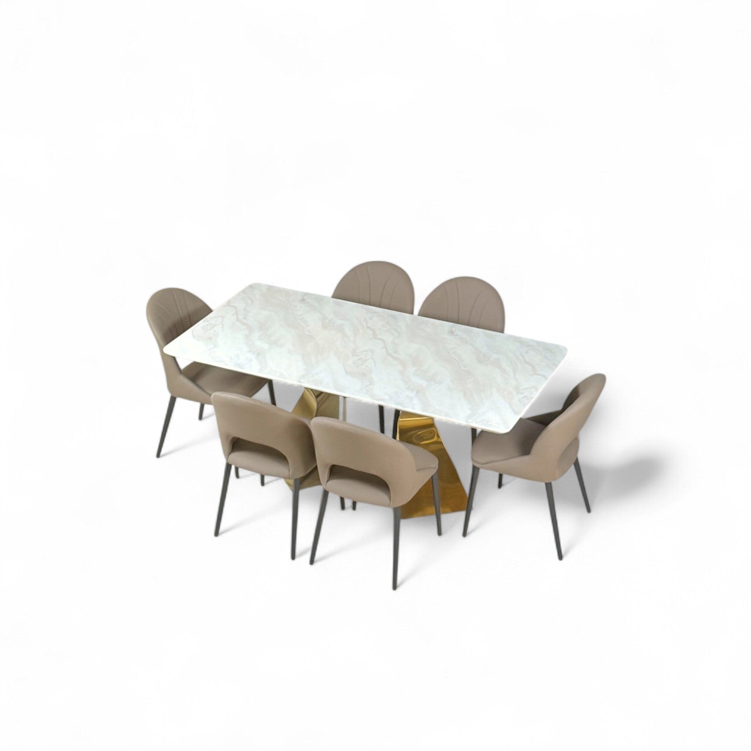 Haute Dining Table Gold 6 Seater Set