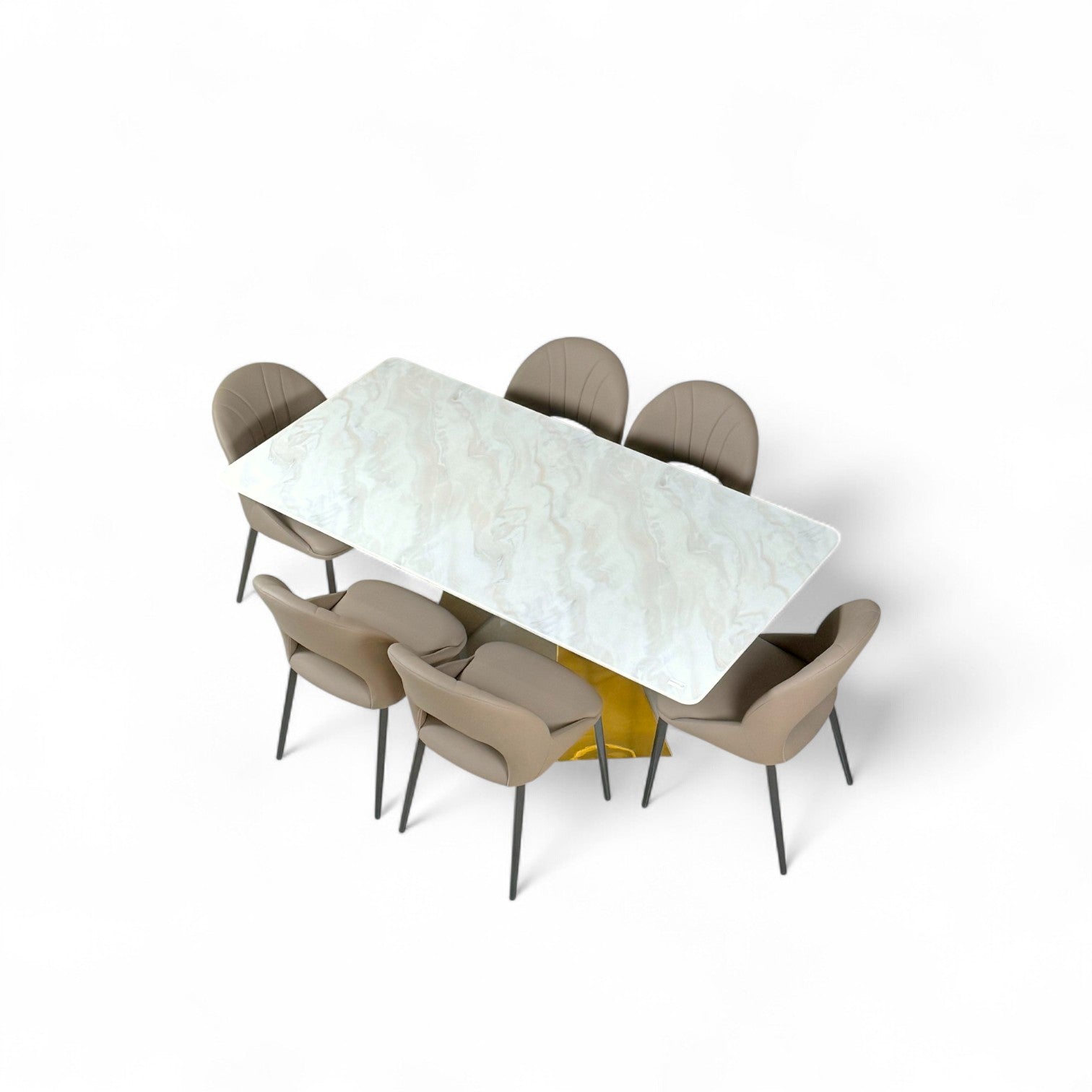 Haute Dining Table Gold 6 Seater Set