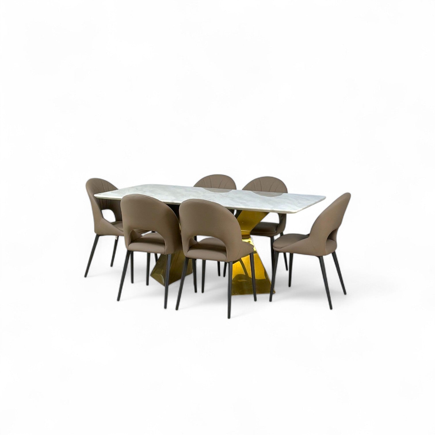Haute Dining Table Gold 6 Seater Set