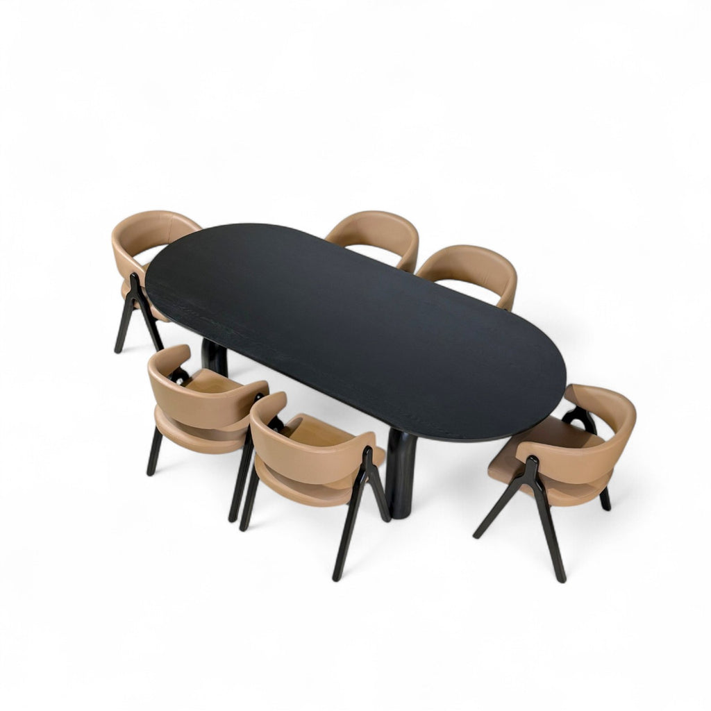 Midnight muse dining table set - 6 seater | with Florentine Wooden Dining Chair Beige