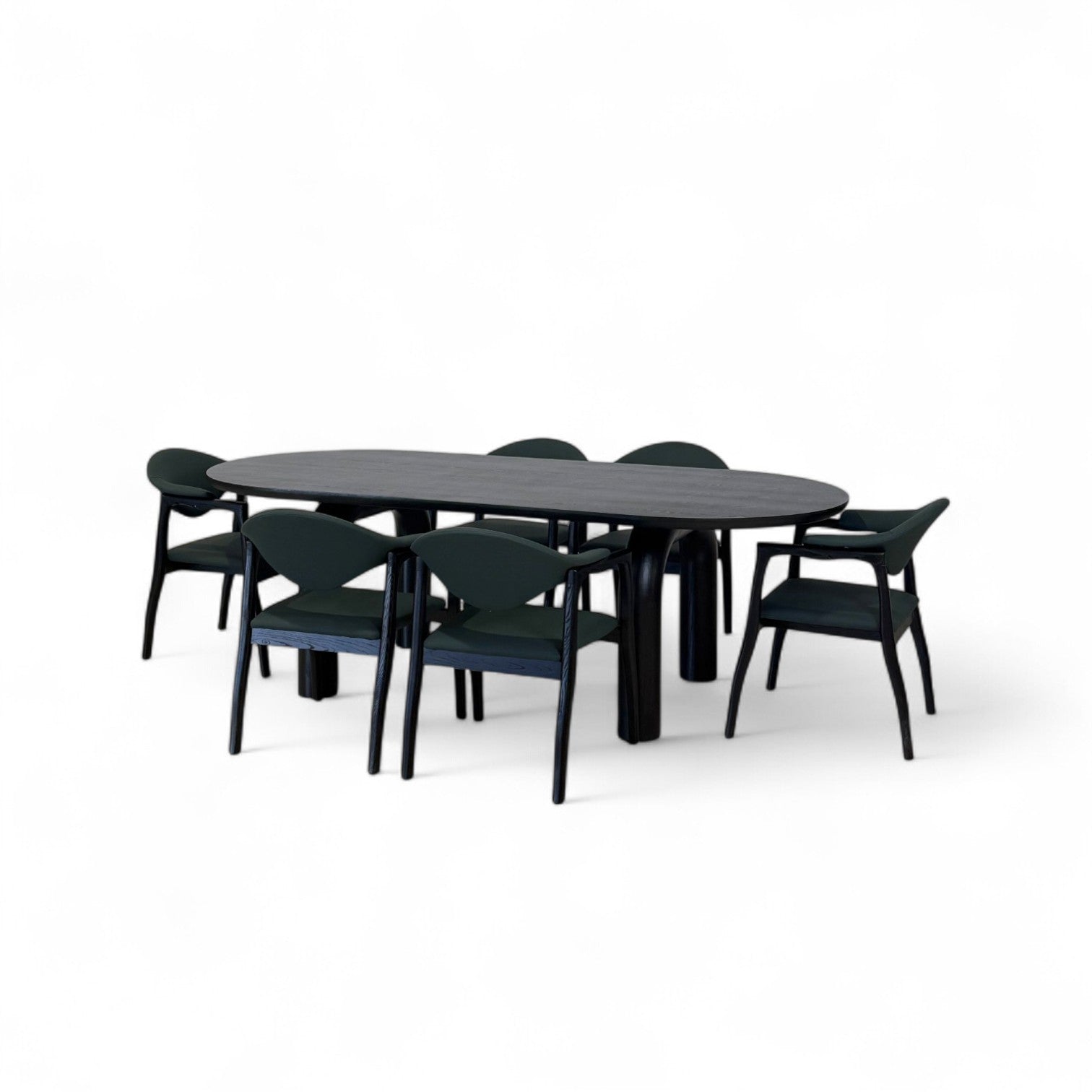 Midnight muse dining table set - 6 seater | with Yeoman's Oak Dining Chair