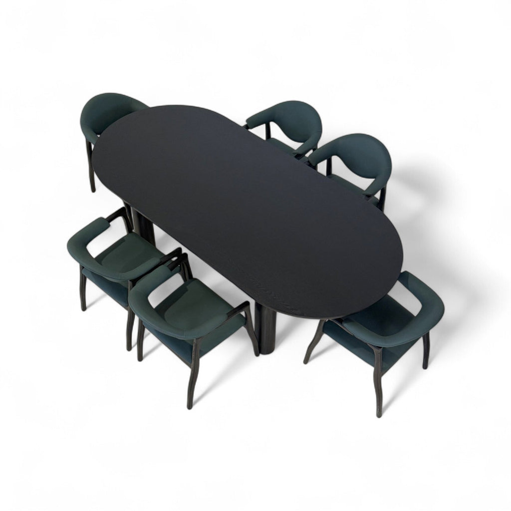 Midnight muse dining table set - 6 seater | with Yeoman's Oak Dining Chair