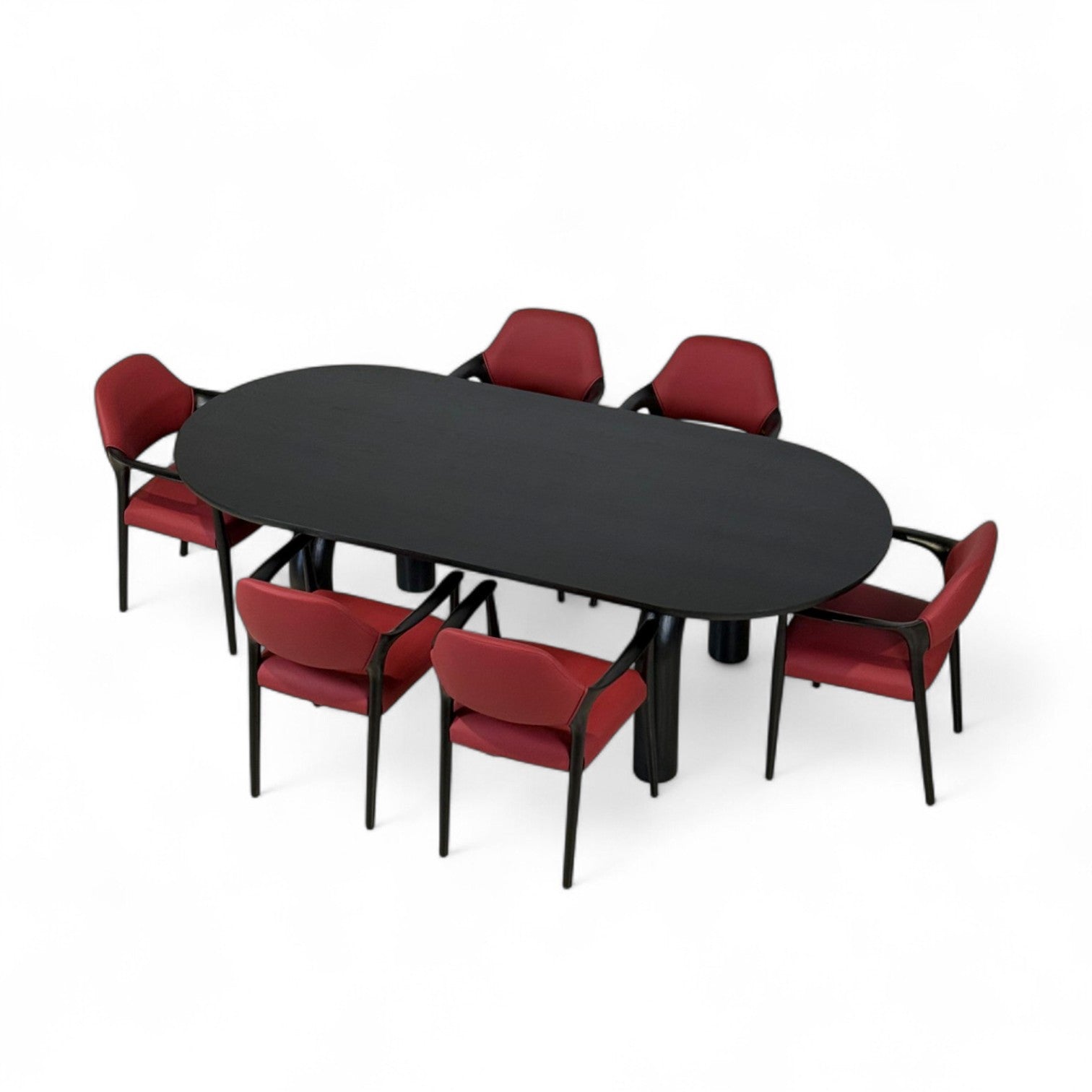 Midnight muse dining table set - 6 seater | with Rococo Wooden Dining Chair