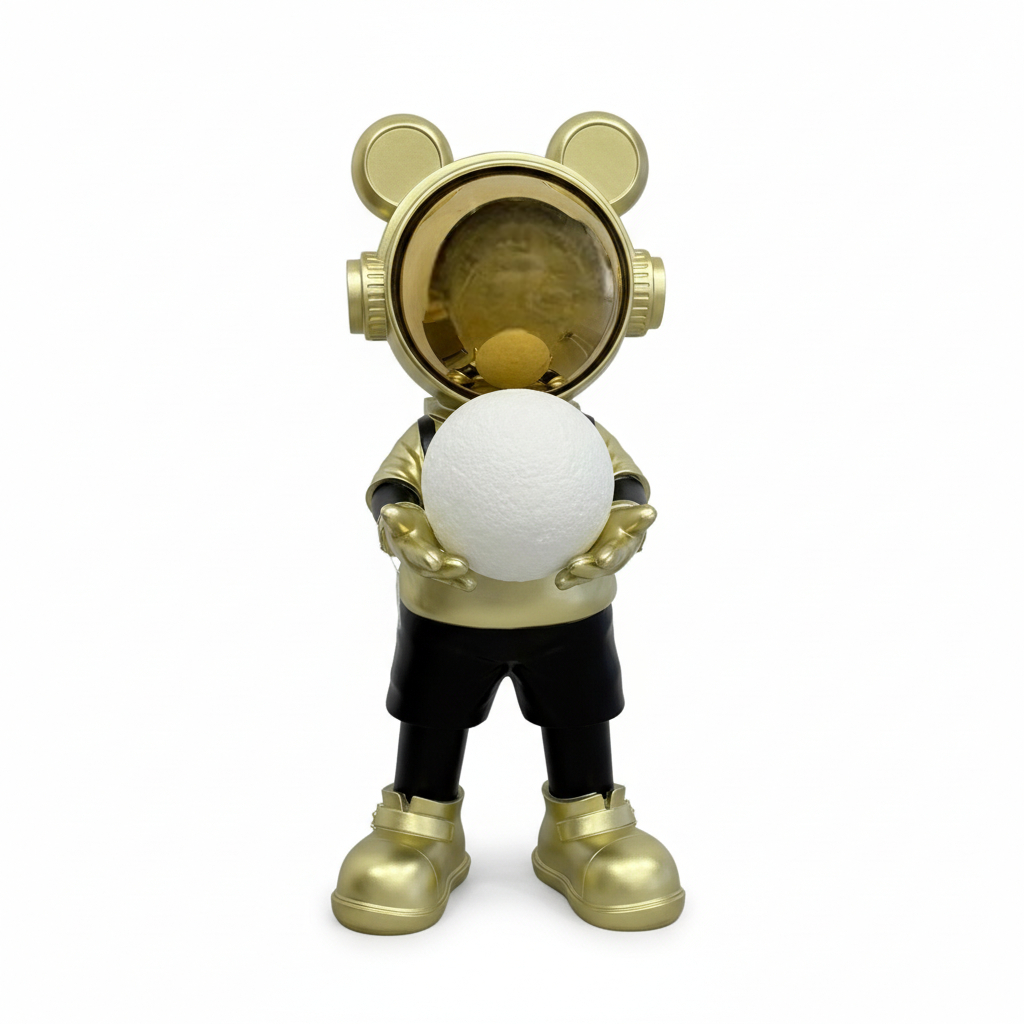 Astronaut Moon Sculpture with Lamp and Bluetooth Speaker