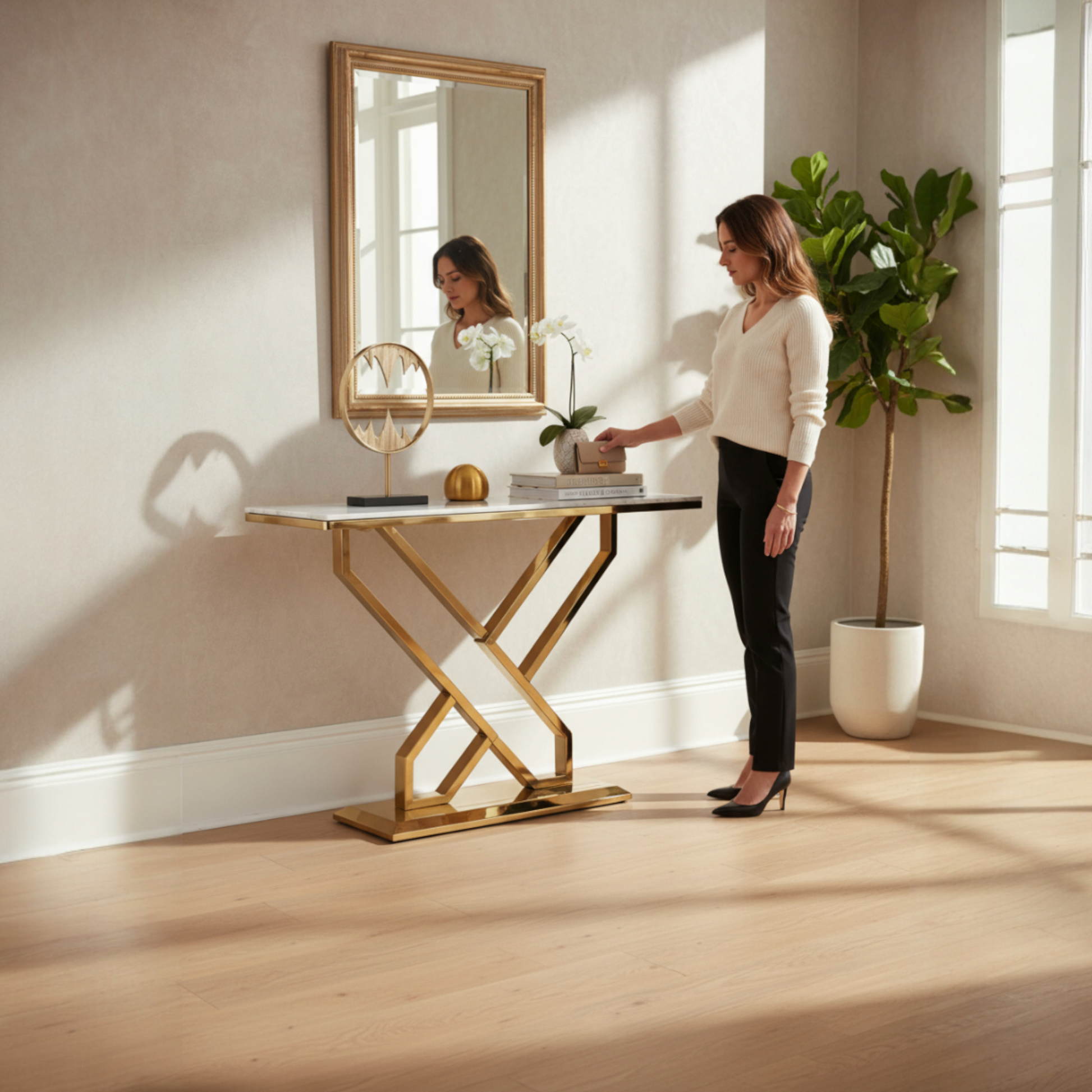 The Crosshatch Console Table