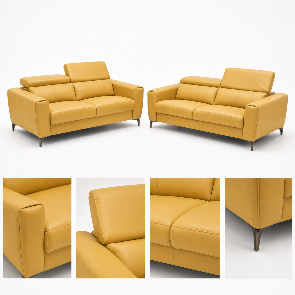 Capri 3+2 Body touch Leather Sofa (Adjustable headrest)