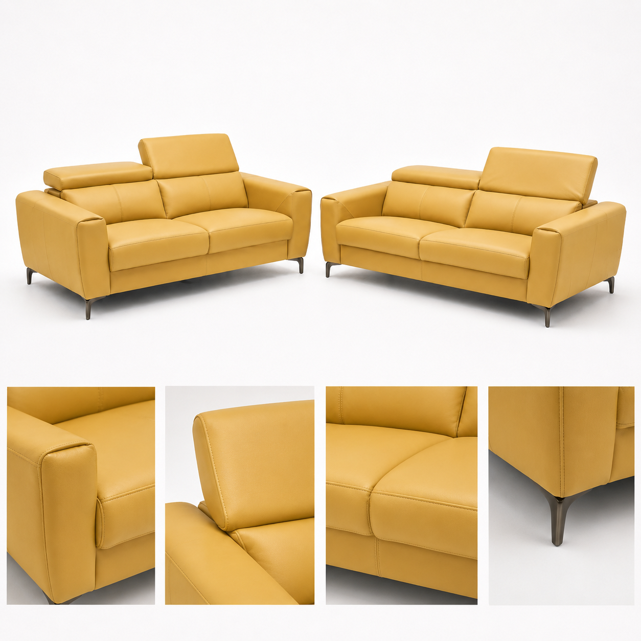 Capri 3+2 Body touch Leather Sofa (Adjustable headrest)