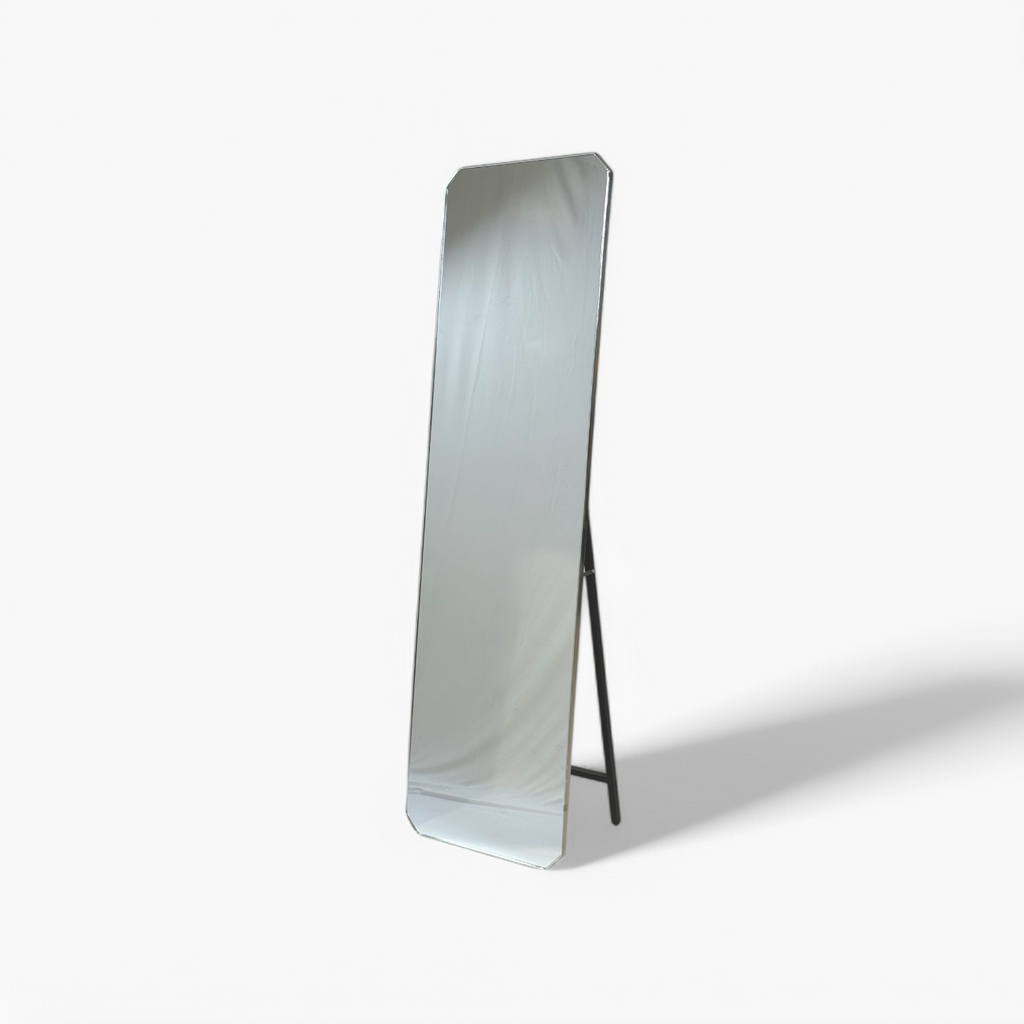 Furnology sleek modern floor mirror for bedroom with minimalist frame and stand support
