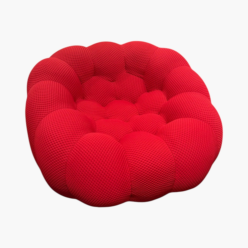 Furnology red bubble single seater sofa with boneless memory foam construction, perfect for lounging.
