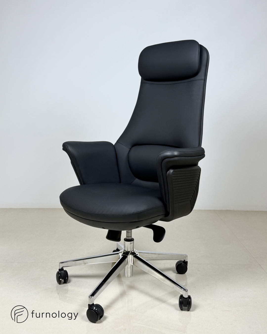 Furnology modern executive chair for home office in black with cushioned seat and adjustable height