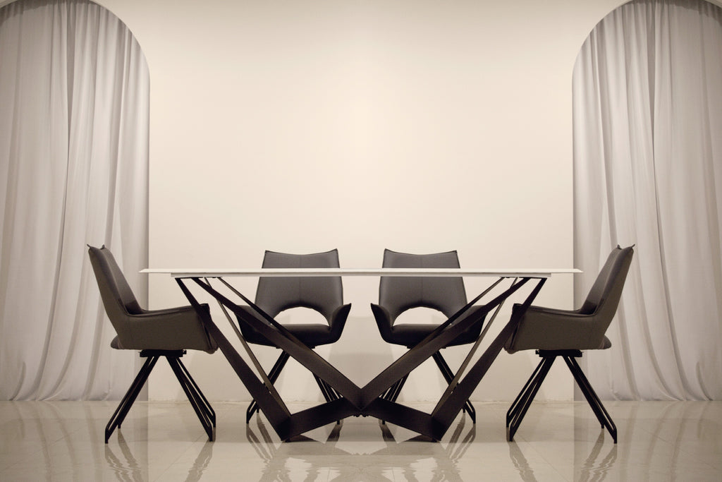 The Labyrinth Dining Table Set with 6 Wingback Dining Chair